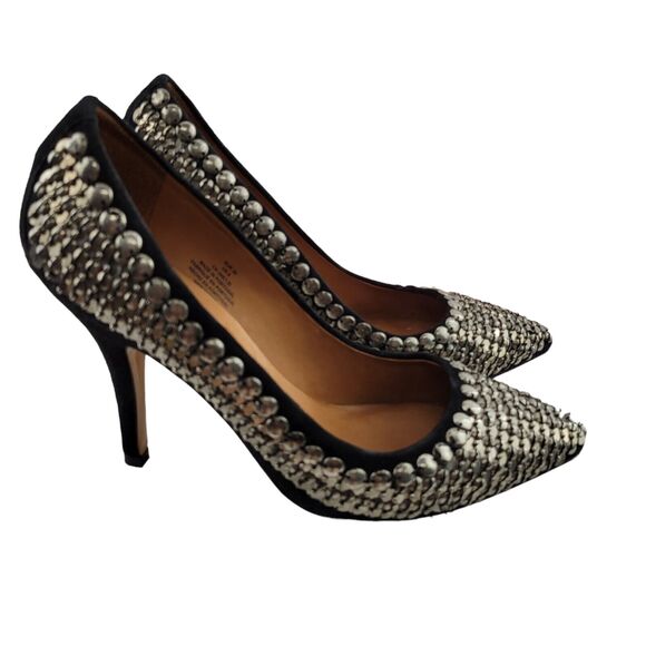 Isabel Marant x H & M Pumps 8 39 Black Silver Tone Metal Sequins Rock And Roll - Picture 1 of 12